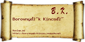 Borovnyák Kincső névjegykártya